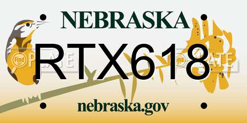 RTX618 Nebraska License Plate
