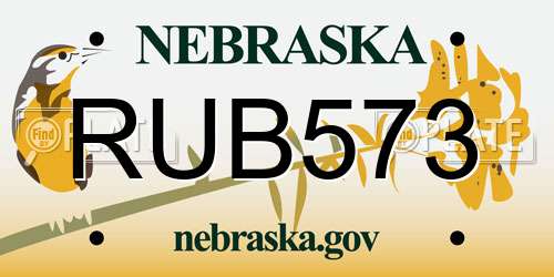 RUB573 Nebraska License Plate