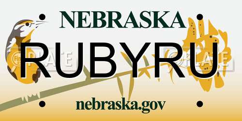 RUBYRU Nebraska License Plate