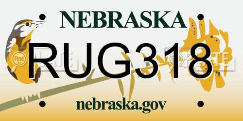RUG318 Nebraska License Plate