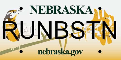 RUNBSTN Nebraska License Plate