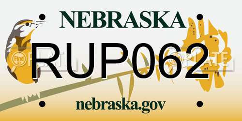 RUP062 Nebraska License Plate