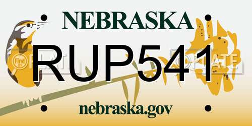 RUP541 Nebraska License Plate