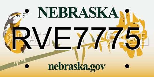 RVE7775 Nebraska License Plate