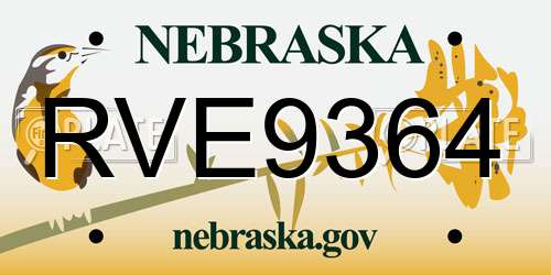 RVE9364 Nebraska License Plate