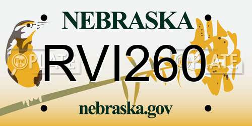 RVI260 Nebraska License Plate