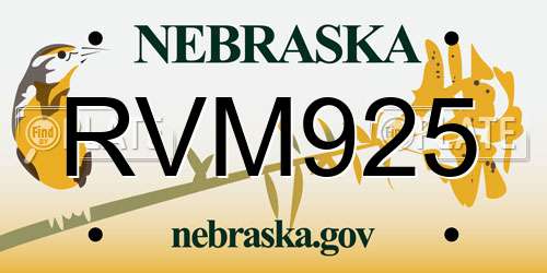RVM925 Nebraska License Plate