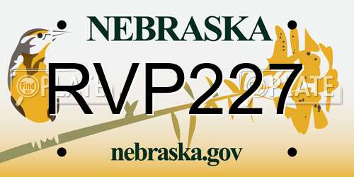 RVP227 Nebraska License Plate