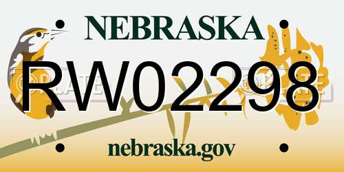 RW02298 Nebraska License Plate