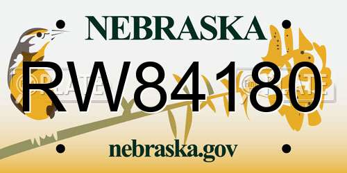 RW84180 Nebraska License Plate