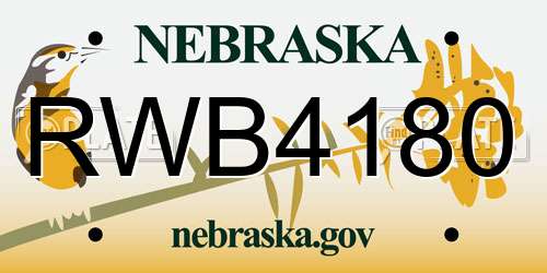 RWB4180 Nebraska License Plate