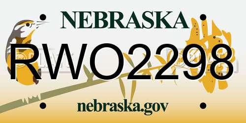 RWO2298 Nebraska License Plate