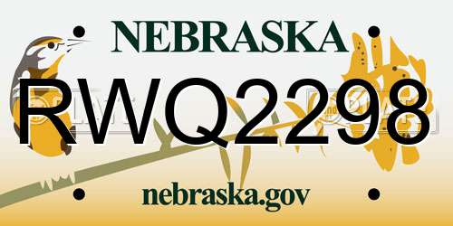 RWQ2298 Nebraska License Plate