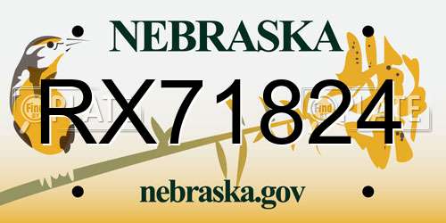 RX71824 Nebraska License Plate