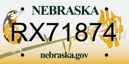 RX71874 Nebraska License Plate