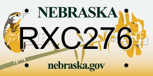 RXC276 Nebraska License Plate