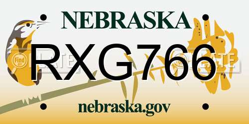 RXG766 Nebraska License Plate