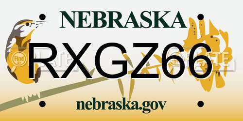 RXGZ66 Nebraska License Plate