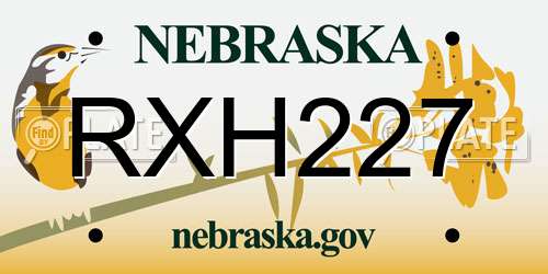 RXH227 Nebraska License Plate