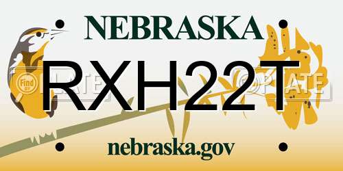 RXH22T Nebraska License Plate