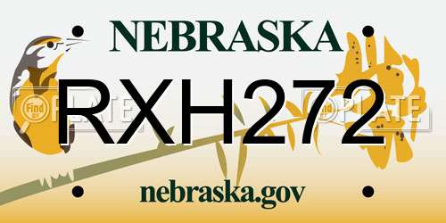 RXH272 Nebraska License Plate