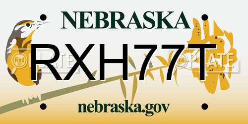RXH77T Nebraska License Plate