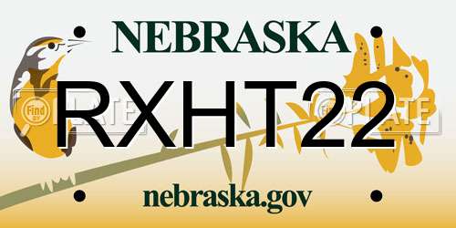 RXHT22 Nebraska License Plate