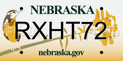 RXHT72 Nebraska License Plate