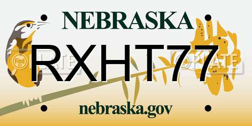 RXHT77 Nebraska License Plate