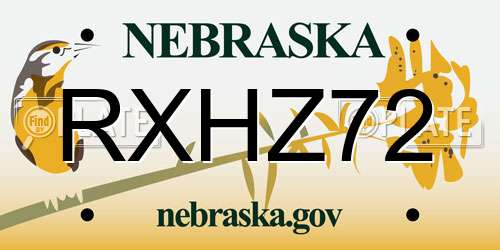 RXHZ72 Nebraska License Plate
