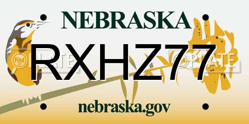 RXHZ77 Nebraska License Plate