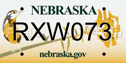 RXW073 Nebraska License Plate