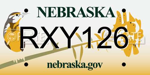 RXY126 Nebraska License Plate
