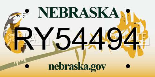 RY54494 Nebraska License Plate