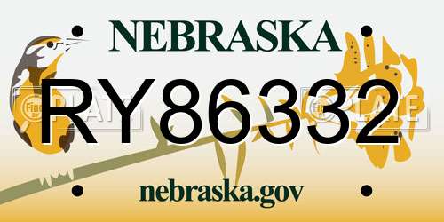 RY86332 Nebraska License Plate