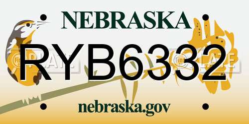 RYB6332 Nebraska License Plate