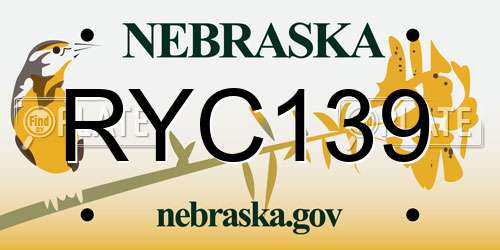 RYC139 Nebraska License Plate
