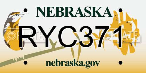 RYC371 Nebraska License Plate