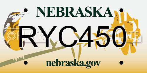 RYC450 Nebraska License Plate