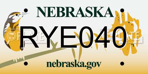 RYE040 Nebraska License Plate