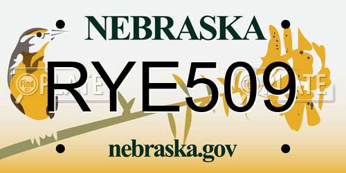 RYE509 Nebraska License Plate