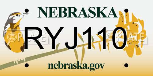 RYJ110 Nebraska License Plate