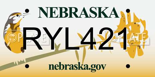 RYL421 Nebraska License Plate