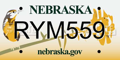 RYM559 Nebraska License Plate
