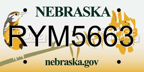RYM5663 Nebraska License Plate
