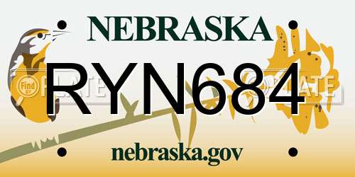 RYN684 Nebraska License Plate