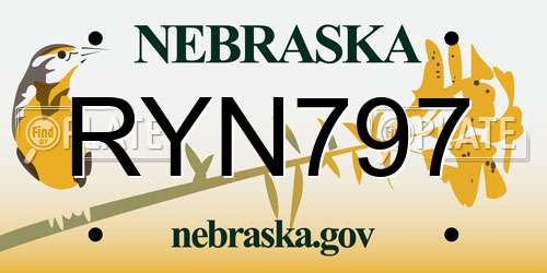 RYN797 Nebraska License Plate