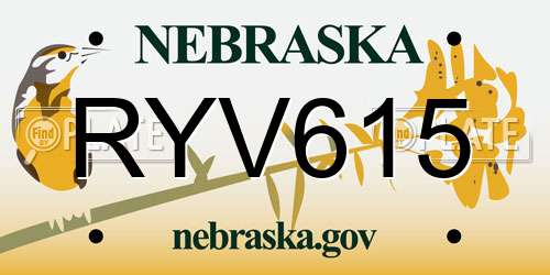 RYV615 Nebraska License Plate