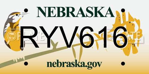 RYV616 Nebraska License Plate