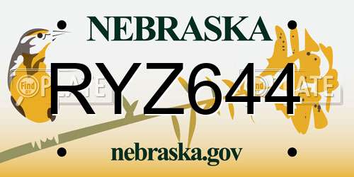 RYZ644 Nebraska License Plate